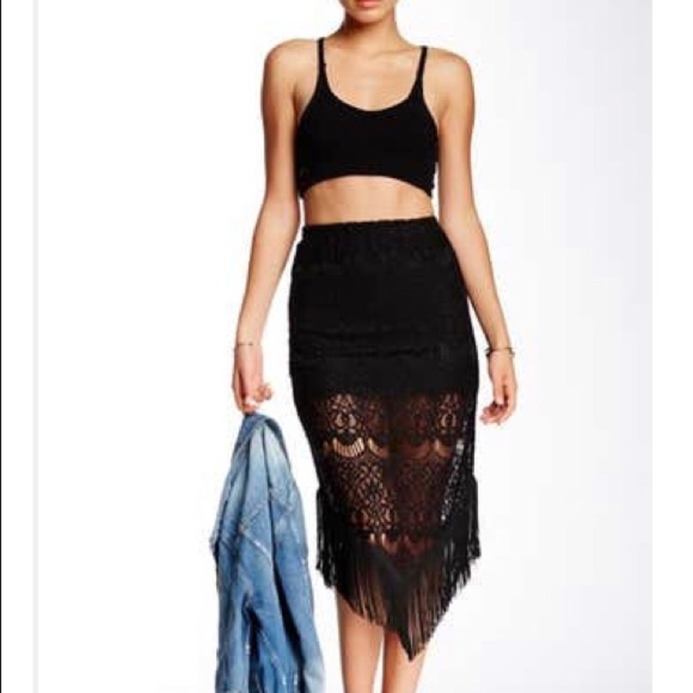 *NWOT* Black Lace Midi Skirt